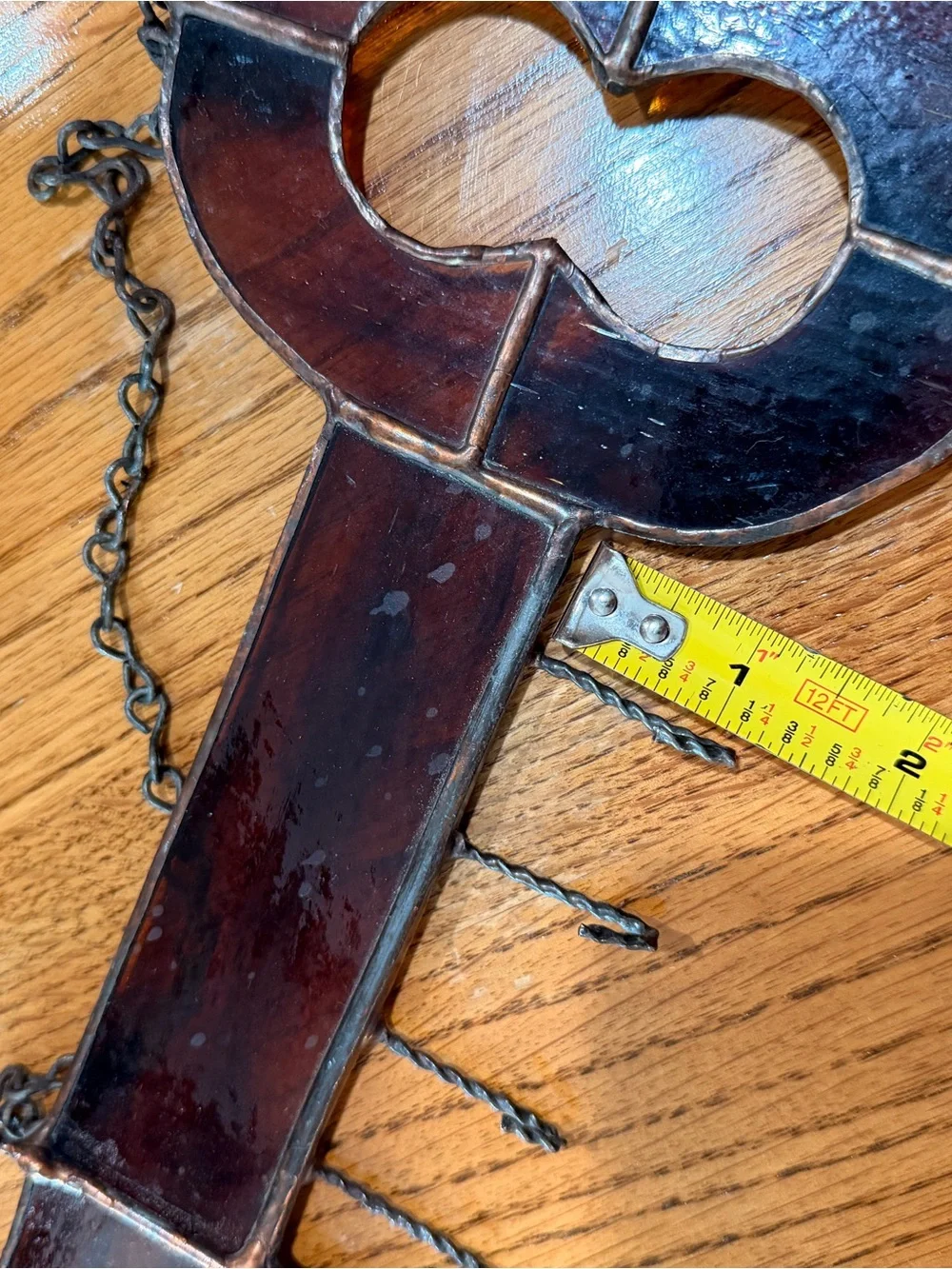 Vintage Stained Glass Key Wall Hanging Key Holder 13”